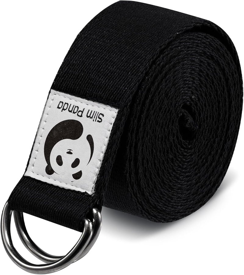 Slim Panda Yoga Strap for Stretching,Cotton Yoga Strap with Adjustable D-Ring Buckle,Non-Elastic Yoga Belt for Pilates,Gym Workouts,Physical Therapy,Improve Flexibility - Image 1